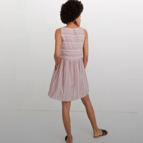 Madewell Scoop Neck Tank Dress in Rainbow Stripe - Picture 2 of 4